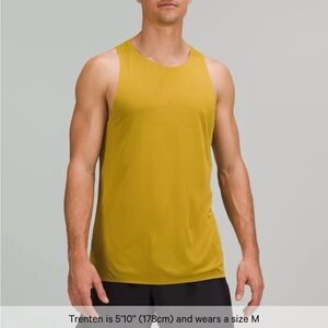 LULULEMON Mens Black Fast and Free Slim Fit Singlet Breathe size: Large Green